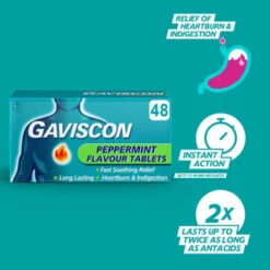 Gaviscon Chewable Tablets 48pk - Peppermint 9 Gaviscon Chewable Tablets 48pk - Peppermint -Beauty Supply Store 379273 gaviscon 48 chewable tablets peppermint 2