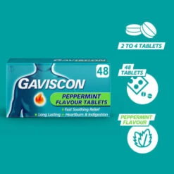 Gaviscon Chewable Tablets 48pk - Peppermint 11 Gaviscon Chewable Tablets 48pk - Peppermint -Beauty Supply Store 379273 gaviscon 48 chewable tablets peppermint 3