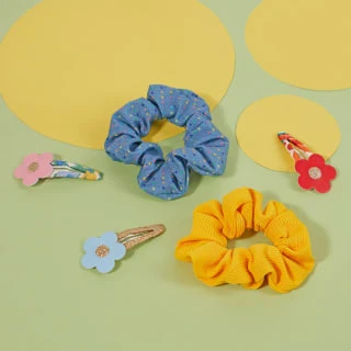 Ella Style Scrunchies 2pk - Blue & Gold 4 Ella Style Scrunchies 2pk - Blue & Gold - Image 4